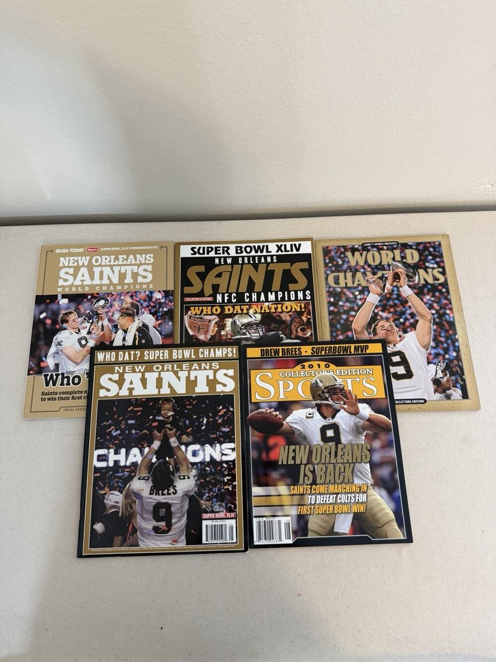 Lot of 5 New Orleans Saints Drew Brees Superbowl Collector Magazines
